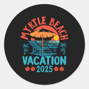 Myrtle Beach Vacation 2025 Souvenir Matching Famil Runt Klistermärke