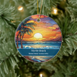 Myrtle Beach Vacation Julgransprydnad Keramik<br><div class="desc">Cute Faux nedfläckad glaskundscen,  individanpassningsbara Myrtle Beach Resa souvenir. Underbar för jul- och familjesemester eller smekmånaden. Anpassning: Ändra rubrik och år för att göra den unik.</div>