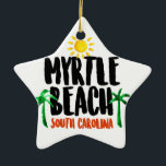 Myrtle Beach vattenfärg Julgransprydnad Keramik<br><div class="desc">En resa till Myrtle Beach är all om danandeminnen och denna designen ska hjälp som du minns de varma soliga dagarna och kyler skuggar av palmträd allt år long. Denna underbara vattenfärglogotyp presenterar texten "Myrtle Beach,  South Carolina" tillsammans med ljust färgaddesigner för att matcha!</div>