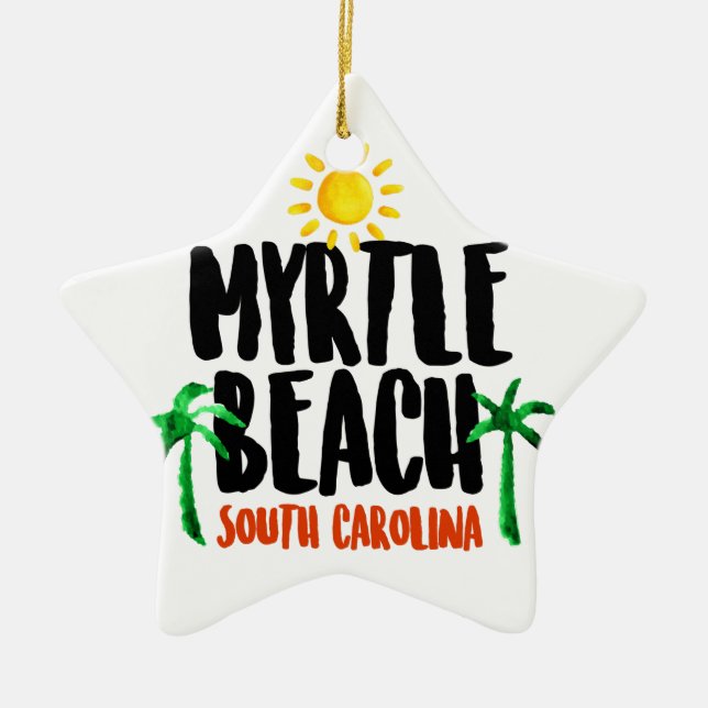 Myrtle Beach vattenfärg Julgransprydnad Keramik (Framsidan)