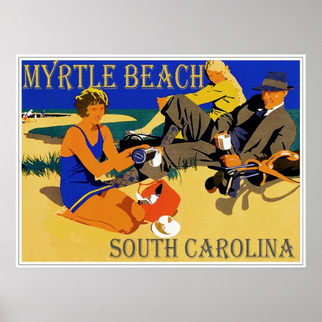 Myrtle Beach Vintage Beach Scene Poster (Framsidan)