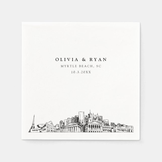 Myrtle Beach Wedding Papper Cocktail Napkin Pappersservett (Framsidan)