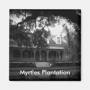 Myrtles plantation i svartvitt magnet