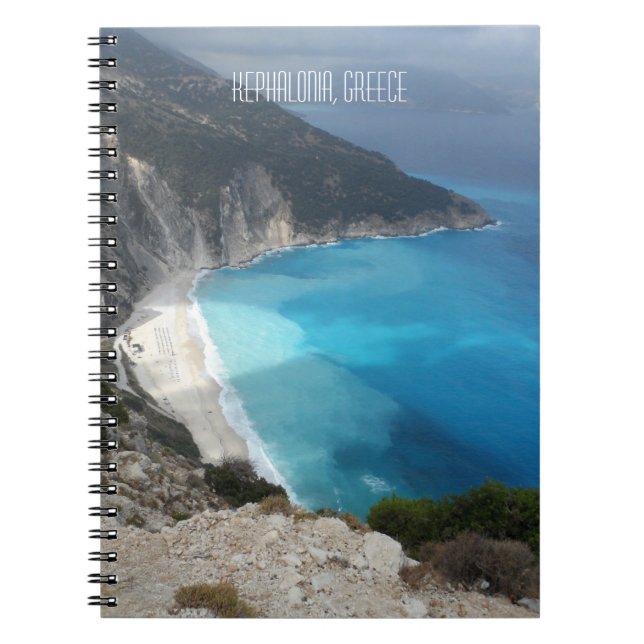Myrtos Bay Beach Kefalonia Greece Travel Journal Anteckningsbok Med Spiral (Framsidan)