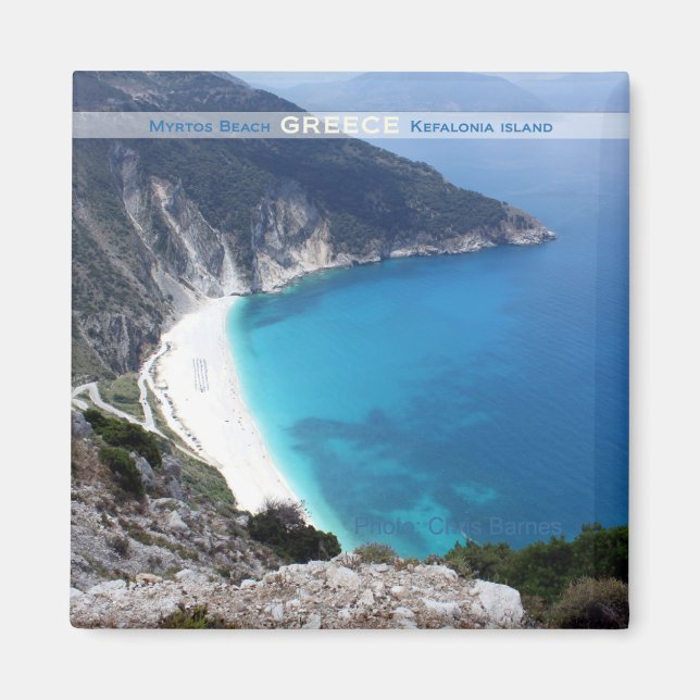 Myrtos Beach Greece Souvenir Fridge Magnet (Framsidan)