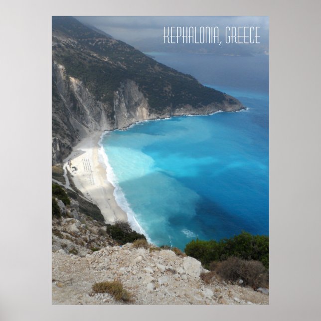 Myrtos Beach Grekiska ön Kefalonia Grekland Poster (Framsidan)