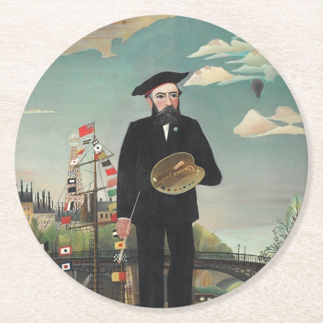 Myself: Portrait – Landscape, Henri Rousseau 1890 Underlägg Papper Rund (Framsidan)
