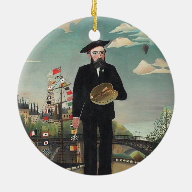 Myself Porträtt Ligcape 1890, Henri Rousseau Julgransprydnad Keramik (Baksidan)