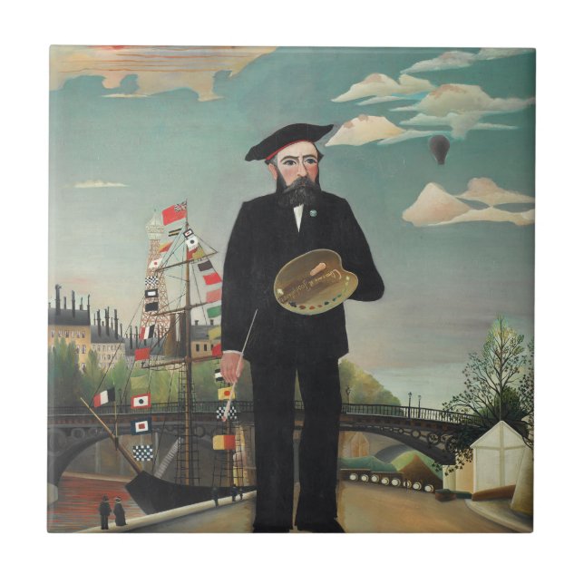 Myself Porträtt Ligcape 1890, Henri Rousseau Kakelplatta (Framsidan)