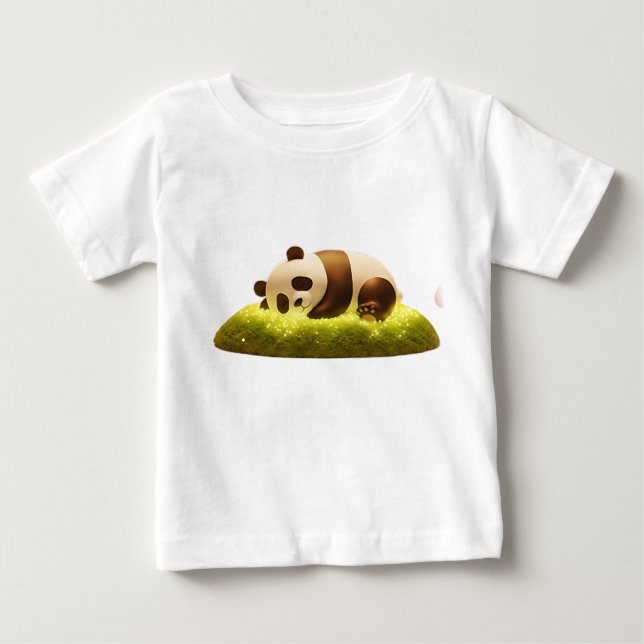  Mysig 3D Panda i Magisk Skog T Shirt (Framsida)