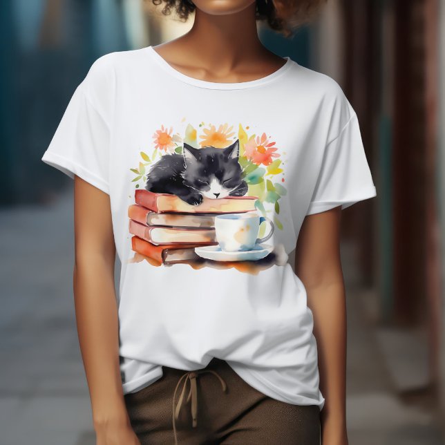  mysig avslappnad katt i akvarell t shirt (Skapare uppladdad)