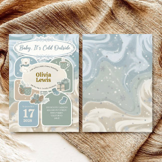 mysig "Baby, It's Cold Outside" Vinter Baby Showe Inbjudningar