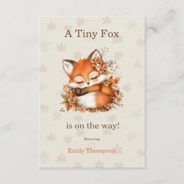  mysig babyshower för lilla räv i höstskogen, mysi tilläggskort (Framsida)