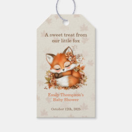  mysig babyshower för lilla räven med hösttema - m presentetikett