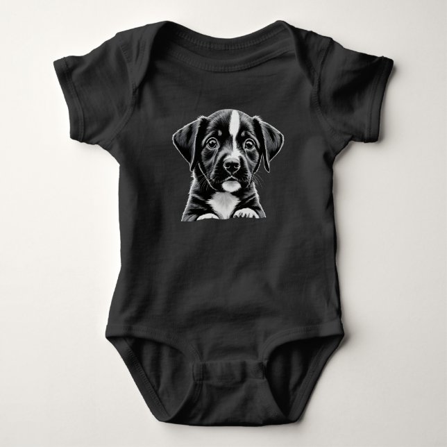  mysig Bebis Body med Valp T Shirt (Framsida)