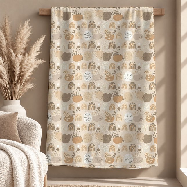  mysig beige neutral regnbåge kastfilt dekoration fleecefilt (Cozy Beige Neutral Rainbow Throw Blanket Decor)
