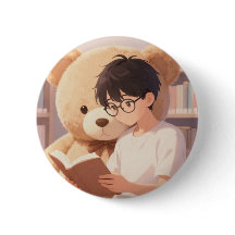 mysig bibliotekspojke & jätte teddybjörn läser Ae