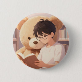 mysig bibliotekspojke & jätte teddybjörn läser Ae Knapp