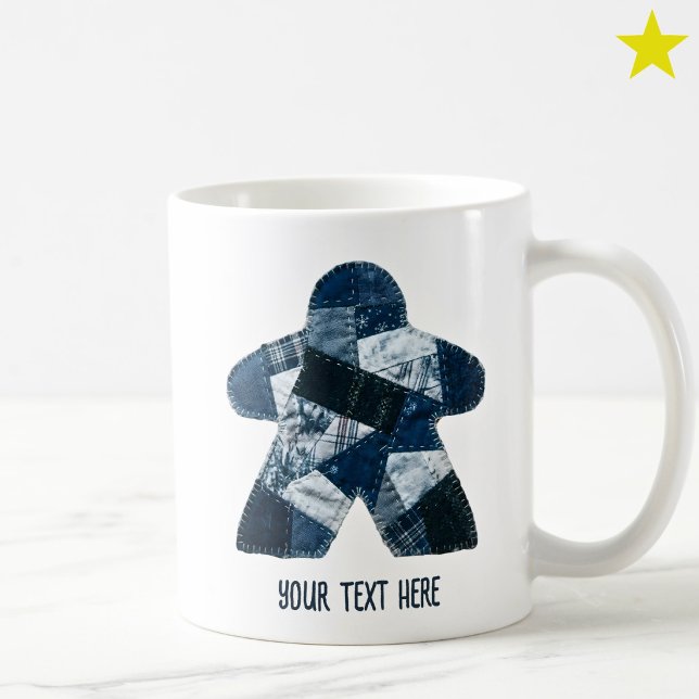 mysig blå lapptäcke quilt meeple sällskapsspel kaffemugg (Skapare uppladdad)