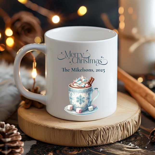  mysig blå rustic jul  kaffemugg (Skapare uppladdad)
