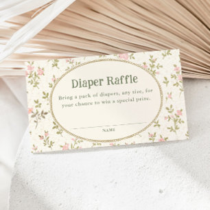 mysig Blommig Bebis Shower Blöja Lotteri Tilläggskort