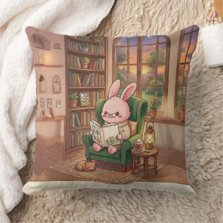 Mysig Bobo Kanin Läser Bok Kudd - Cu Kudde