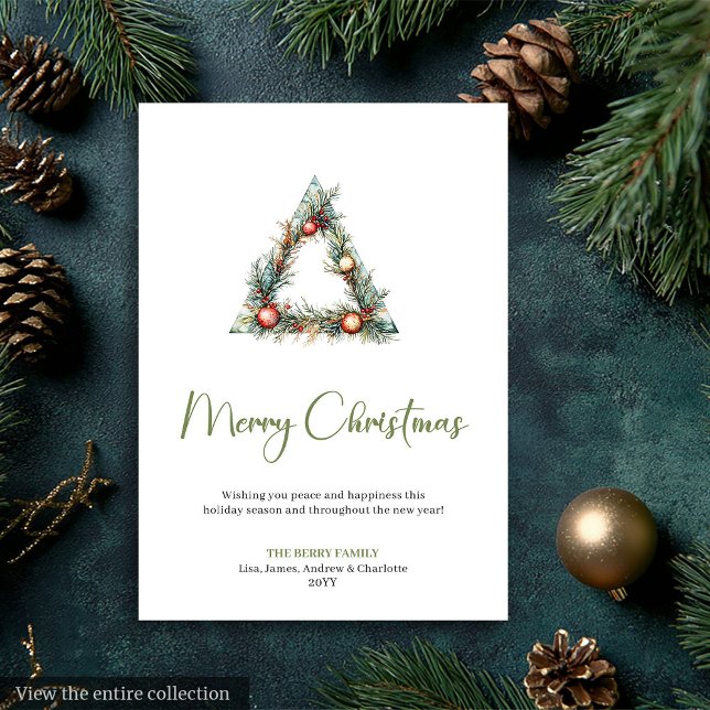  mysig bohemisk tallkrans neutral julkort (Cozy Bohemian Pine Wreath Neutral Holiday Card)