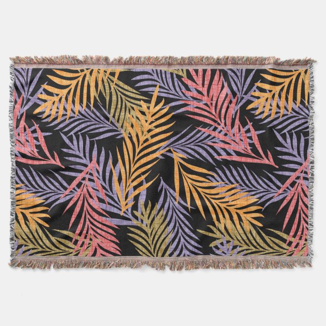  mysig Boho Tropisk Dekorativ filt. Boho Palmblad Filt (Framsidan)