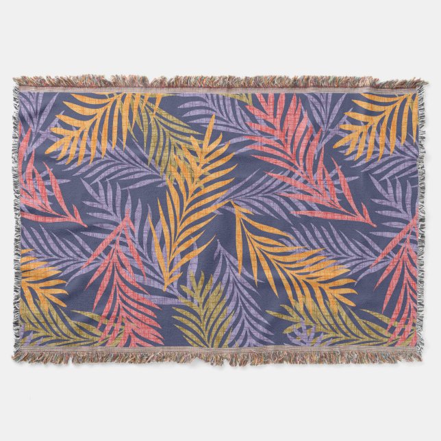  mysig Boho Tropisk Dekorativ filt. Boho Palmblad Filt (Framsidan)