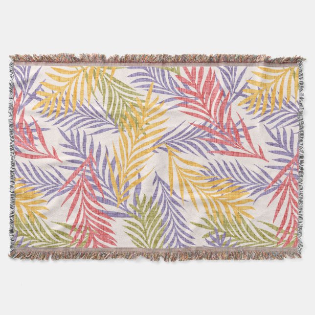 mysig Boho Tropisk Dekorativ Kastfilt. Boho Palmb Filt (Framsidan)