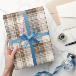  mysig brungul stugrutmönster vete rutmönster presentpapper