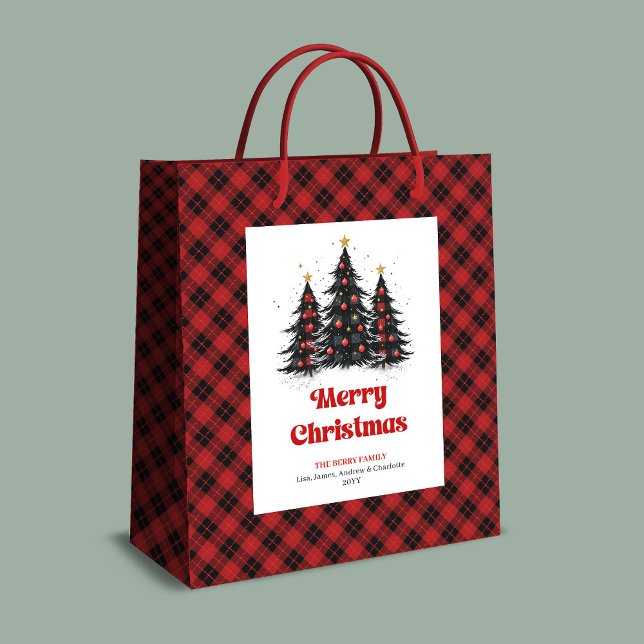  mysig buffélrutiga julväskan med eget namn (Cozy buffalo plaid Christmas bag with custom name)