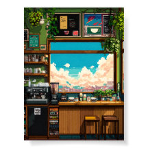 mysig caféfönster Pixelkonst