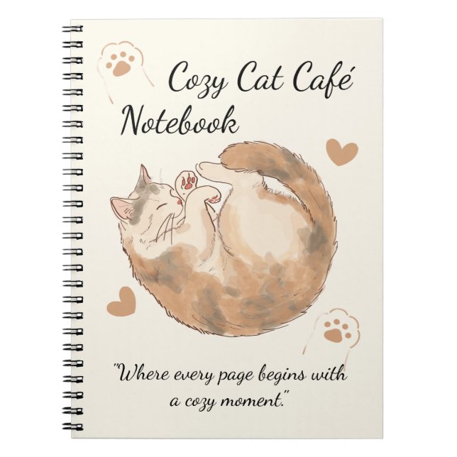  mysig Cat Café Anime Spiral Anteckningsbok (Framsidan)