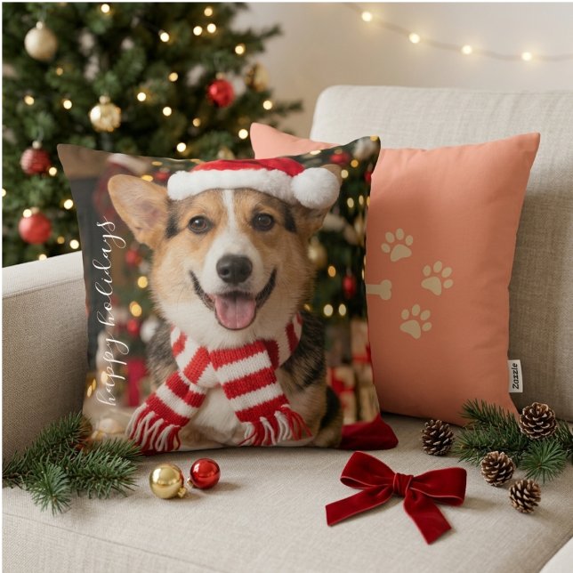  mysig Corgi Jul Fotavtrycksdesign Kudde (Skapare uppladdad)