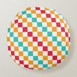 mysig diagonal schackbrädemönster rund kudde