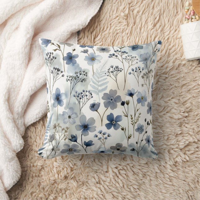  mysig ekologisk blå förgätmigej-floral design kudde (Filt)