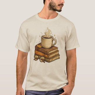 mysig estetisk t-shirt för bok- och kaffefanatike