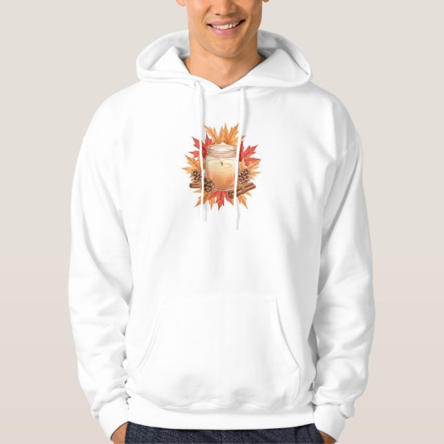  mysig fall-ljusstake med lönnlöv | Höstdesign Hoodie (Framsida)