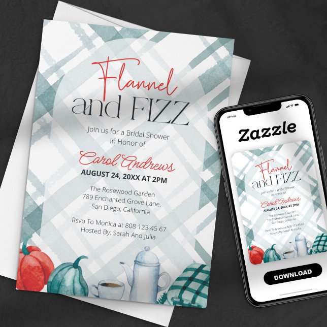  mysig Flanell & Fizz Bröllopsfest  Inbjudningar (Skapare uppladdad)