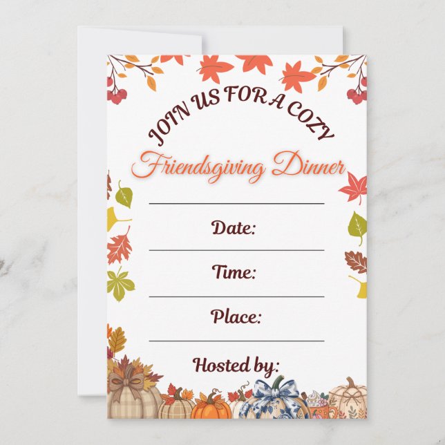  Mysig Friendsgiving Middags Konst Inbjudningar (Framsida)