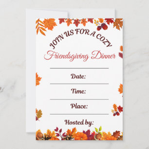 Mysig Friendsgiving Middags Konst Inbjudningar