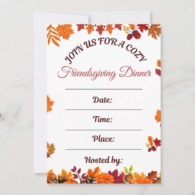  Mysig Friendsgiving Middags Konst Inbjudningar (Framsida)