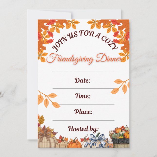  Mysig Friendsgiving Middags Konst Inbjudningar (Framsida)
