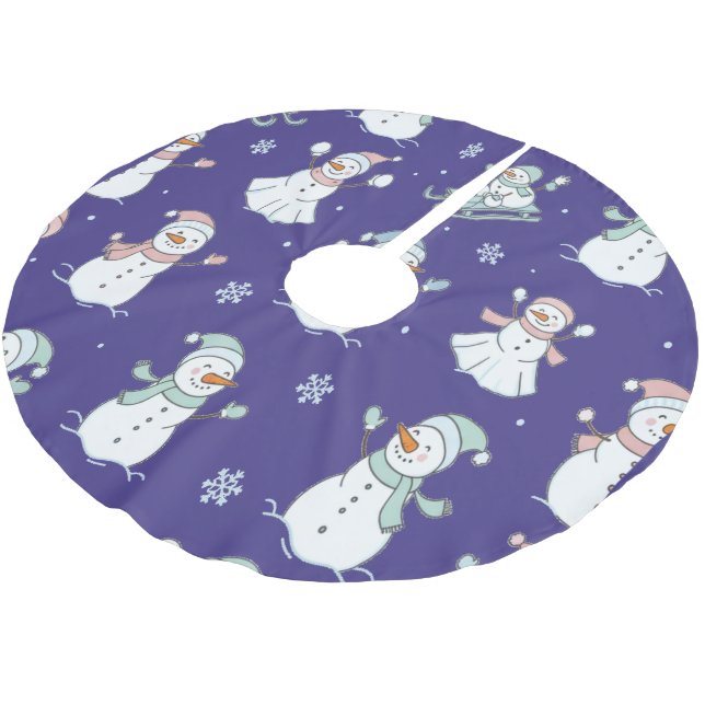  mysig frostad snöman vinter julgransmatta borstad polyester (Vinklad)