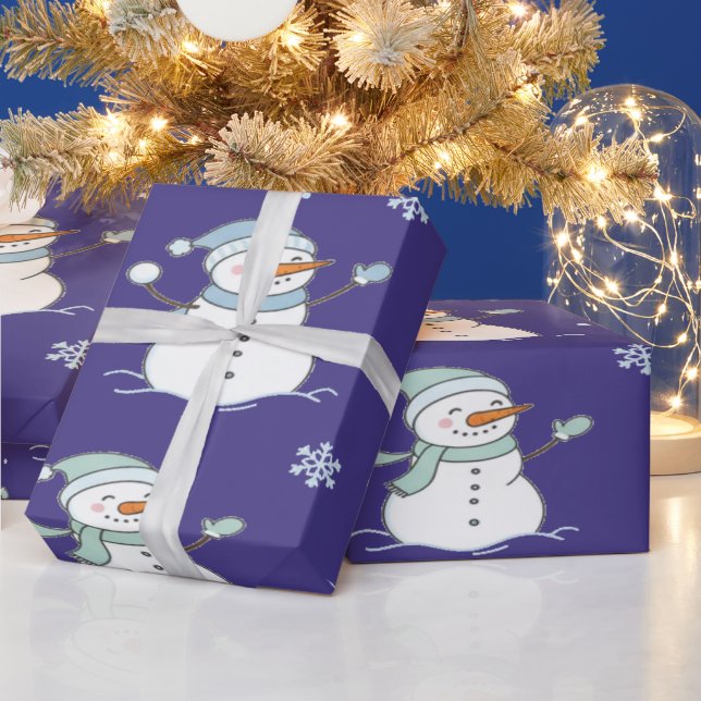  mysig frostad snöman vinter presentpapper (Helgdagar)
