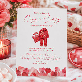 mysig Galentine’s-pyjamafest Inbjudningar