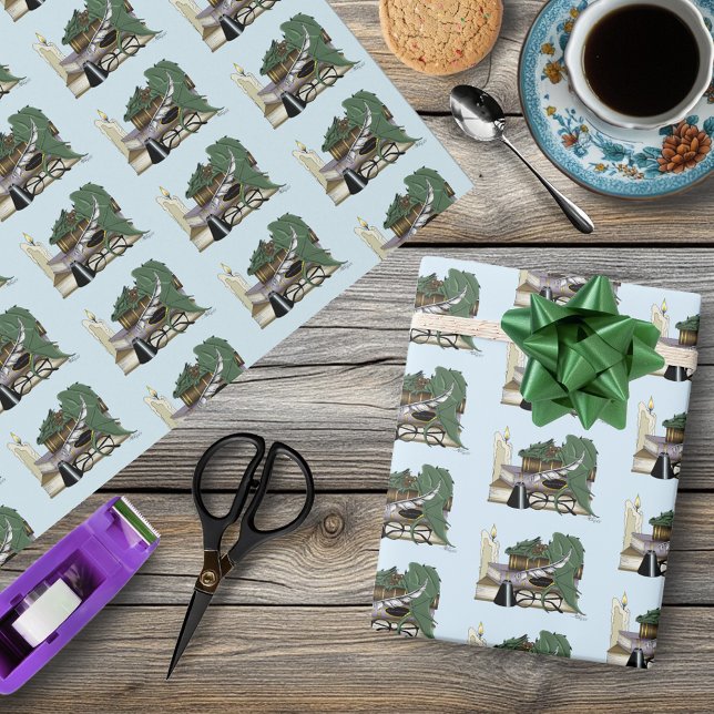 mysig Grön Whimsisk Sovande Drak Bokälskare Presentpapper (Skapare uppladdad)