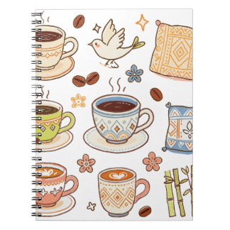 mysig handritad kaffe- och folkkonst doodle-uppsä anteckningsbok