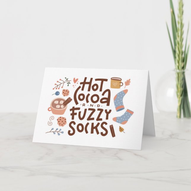  mysig heta choklad och luddiga strumpor design kort (Framsida)